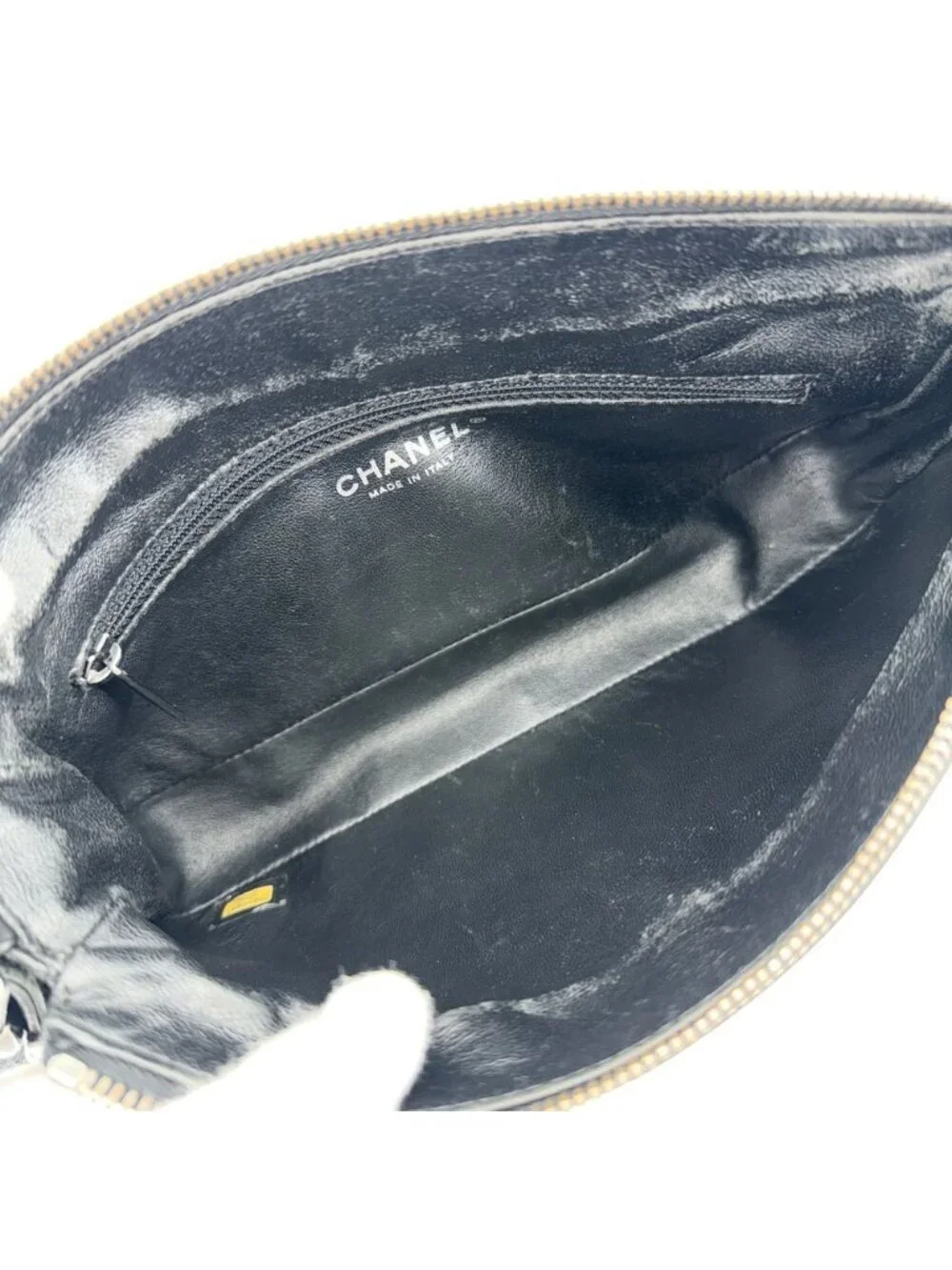 Chanel Shoulder Bag CC Logo Quilted Leather Black Silver